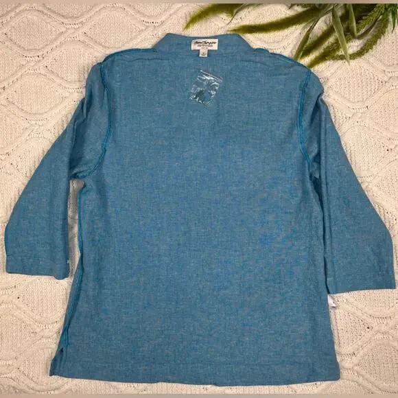 NWT VTG NORM THOMPSONBlue Linen & Cotton Blend Lightweight BlazerWomen's